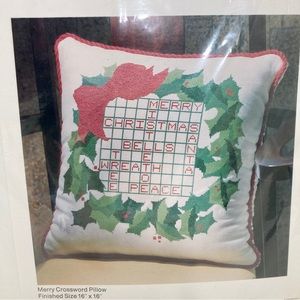 Christmas Cross Stitch Merry Crossword Pillow Vintage Better Homes Kit No 14018